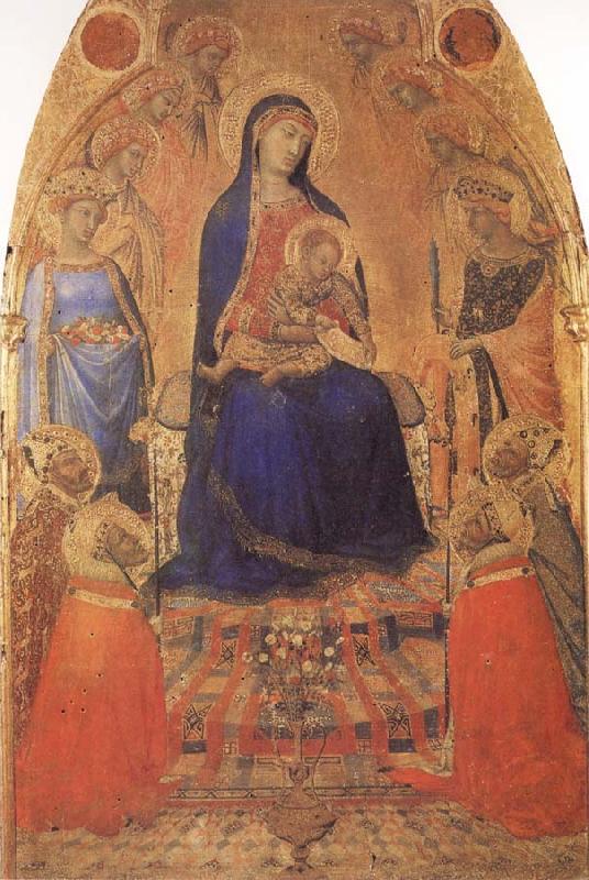 Ambrogio Lorenzetti Madonna and Child Enthroned,with Angels and Saints France oil painting art